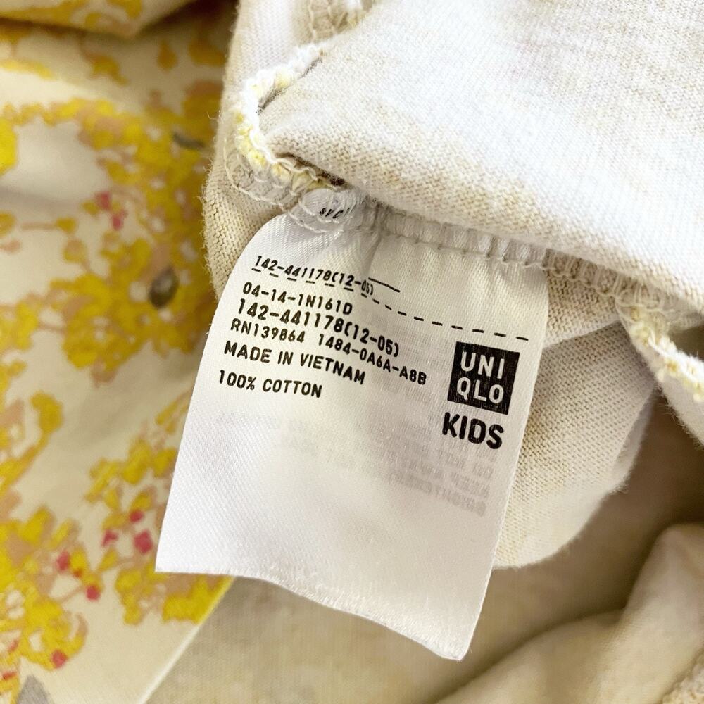 UT Uniqlo Paul & Joe Girls 7-8 A Line Dress Tunic Top Floral Bow Print Yellow - Picture 7 of 8
